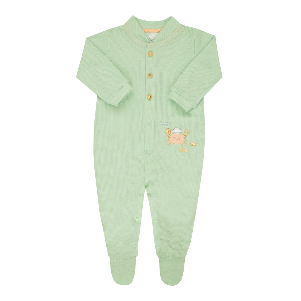 Macacão Bebê Verde com Bordado Divertido e Conforto