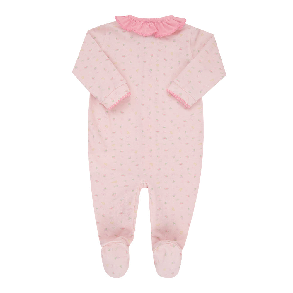 Macacão Bebê Rosa com Estampa Delicada e Conforto