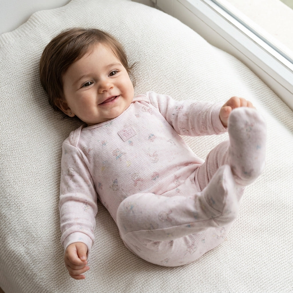 Macacão Bebê Bege com Estampa de Ursinhos e Conforto Aconchegante