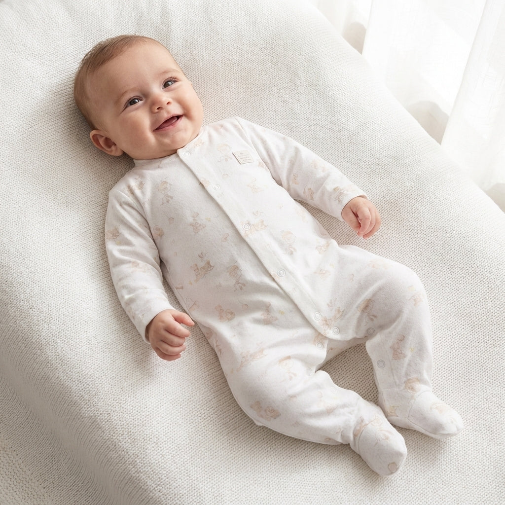 Macacão Bebê Branco com Estampa Suave e Conforto para o Dia a Dia