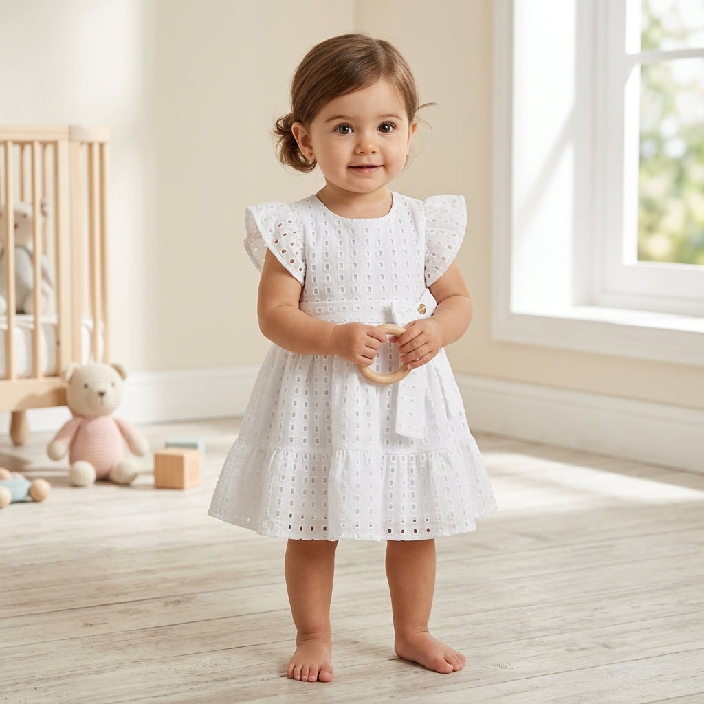 Vestido Infantil Laser com Laço e Conforto
