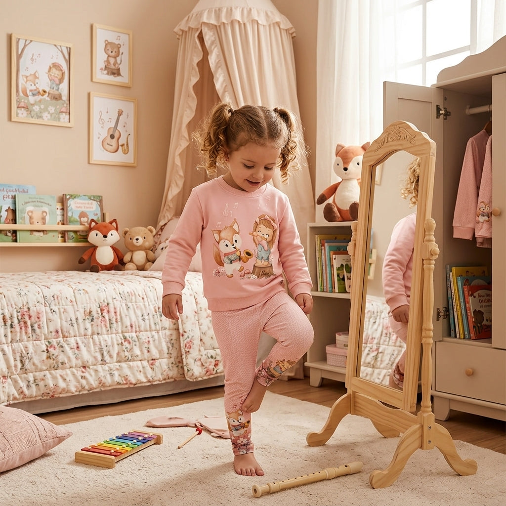 Conjunto Infantil Feminino Manga Longa e Legging Rosa Aloha – Encanto, Conforto e Diversão