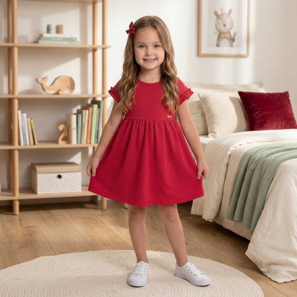 Vestido Infantil em Malha Ana Bola Leve e Confortável