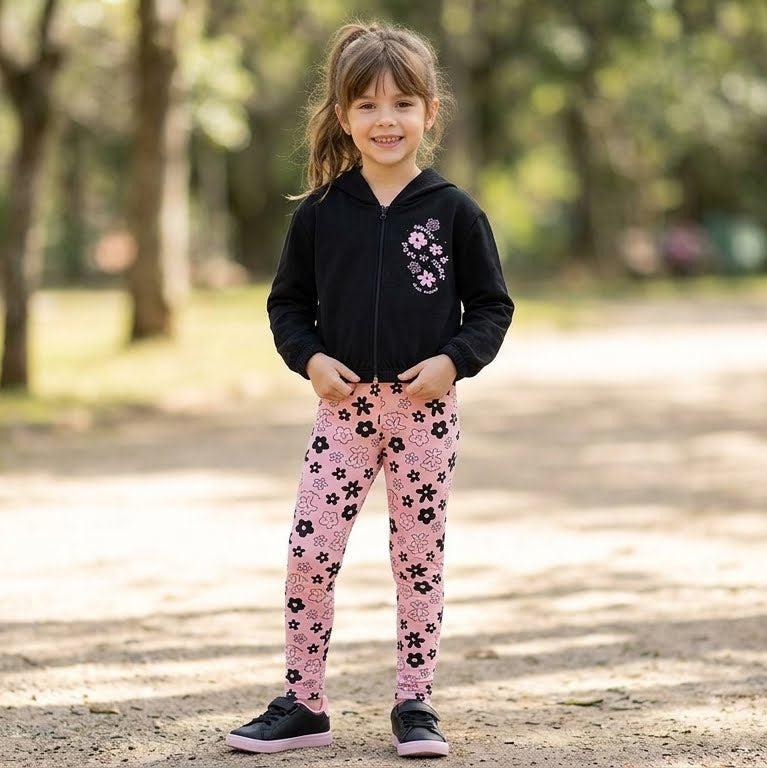 Conjunto de Moletom e Molecotton com Capuz, Zipper e Strass – Estilo Moderno e Conforto Brilhante