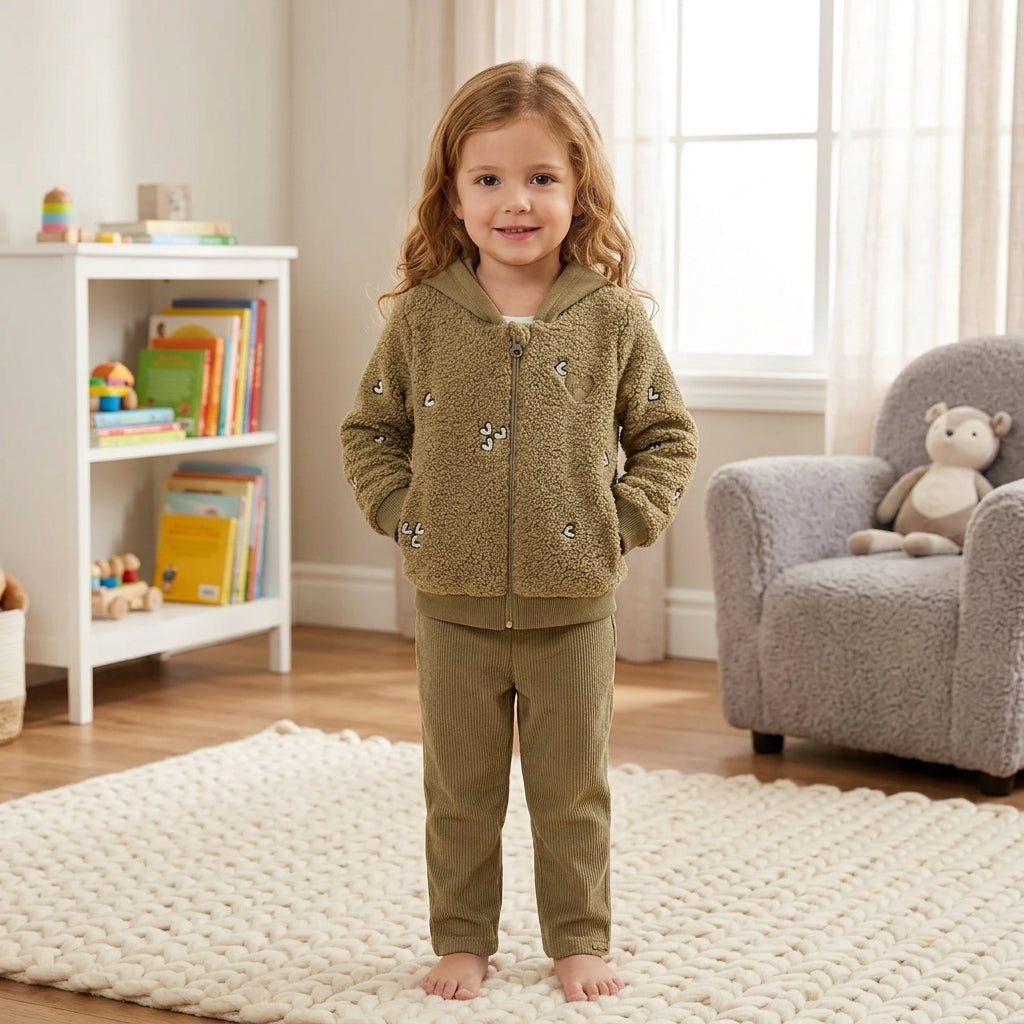 Conjunto Infantil Feminino Jaqueta e Legging Vigga – Conforto e Estilo em Bege Escuro
