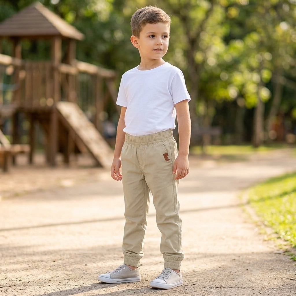 Calça Jogger Bege com Cós Elástico para Conforto Diário