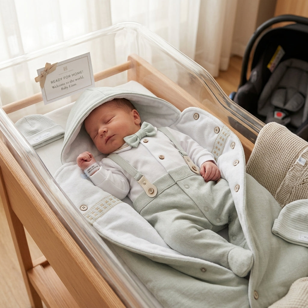 Kit Saida Maternidade de Bebê Social Cinza com Manta Elegante