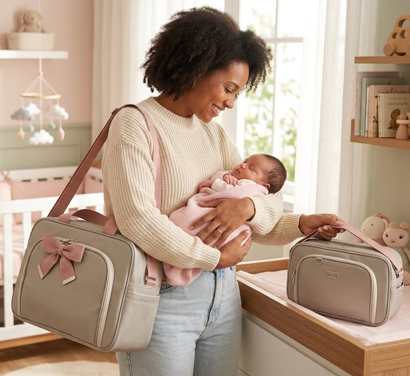 Kit Bolsa Menina Maternidade com 2 Peças – Organização e Estilo para Mamães
