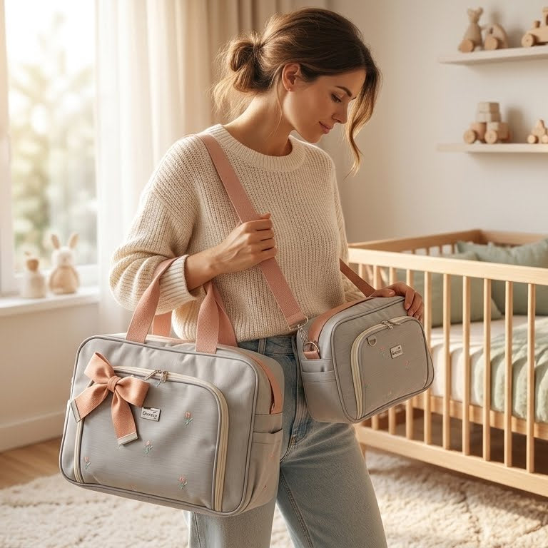Kit Bolsa Menina Maternidade com 2 Peças – Organização e Estilo para Mamães