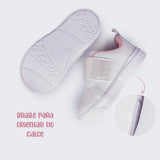 Tênis Feminino Infantil  Yumi Velcro Duplo Branco