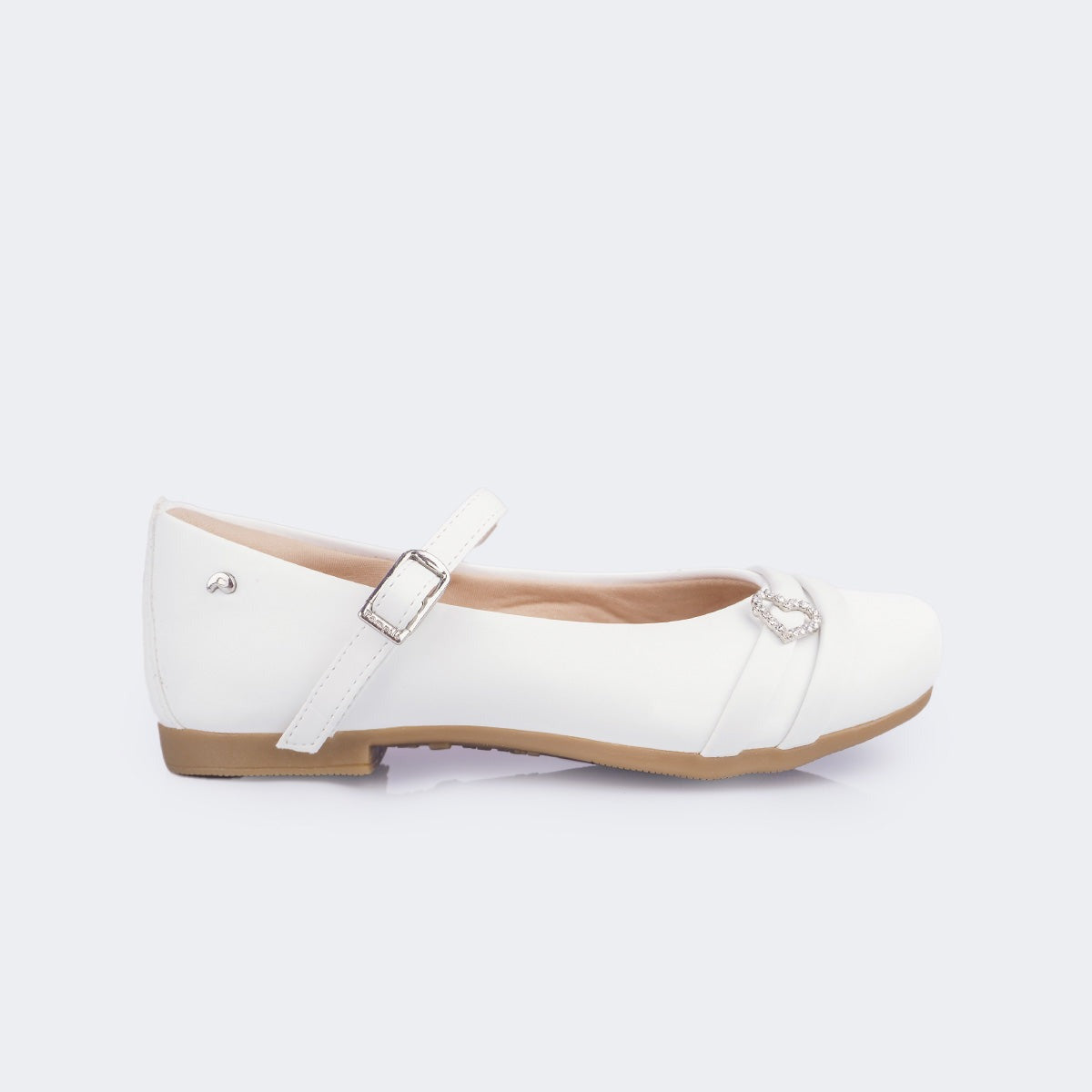 Sapato Infantil Feminino Angel Coração Strass Branco