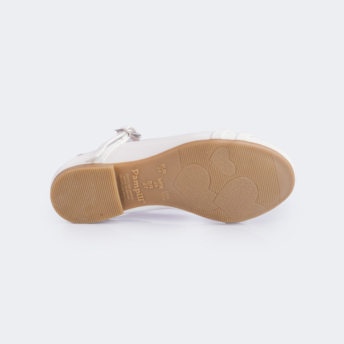 Sapato Infantil Feminino Angel Coração Strass Branco