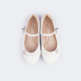 Sapato Infantil Feminino Angel Coração Strass Branco