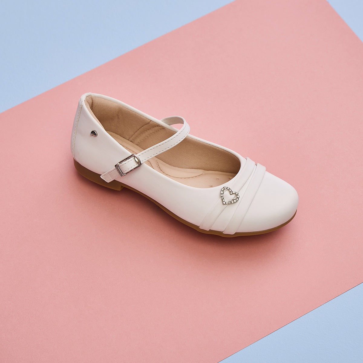 Sapato Infantil Feminino Angel Coração Strass Branco