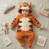 Macacão Divertido Fleece Pelúcia Tigre – Aconchego e Estilo no Outono/Inverno