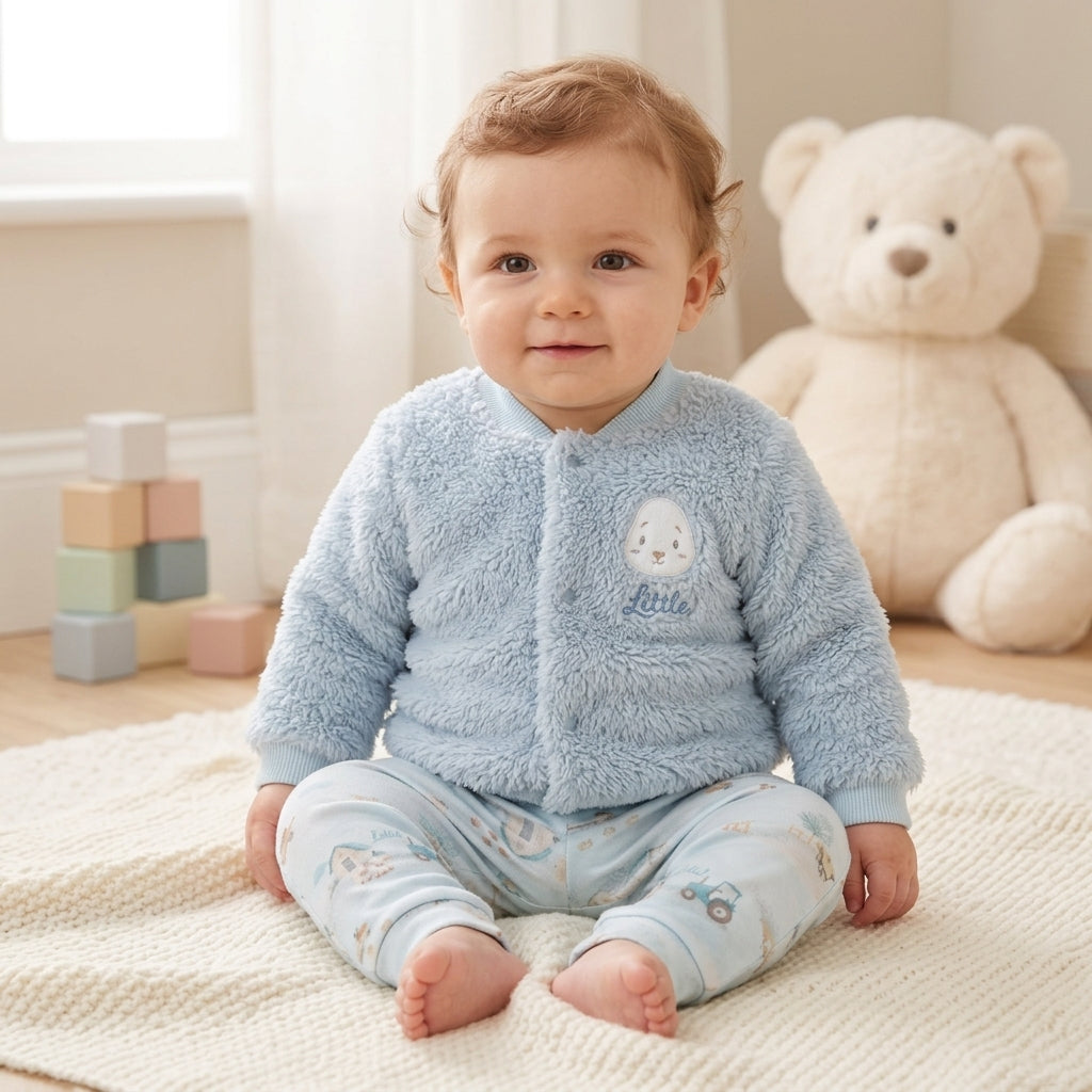 Conjunto de Bebê com Jaqueta Peluciada e Calça Estampada