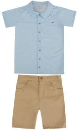 Conjunto Masculino Infantil Camisa e Shorts Sarja