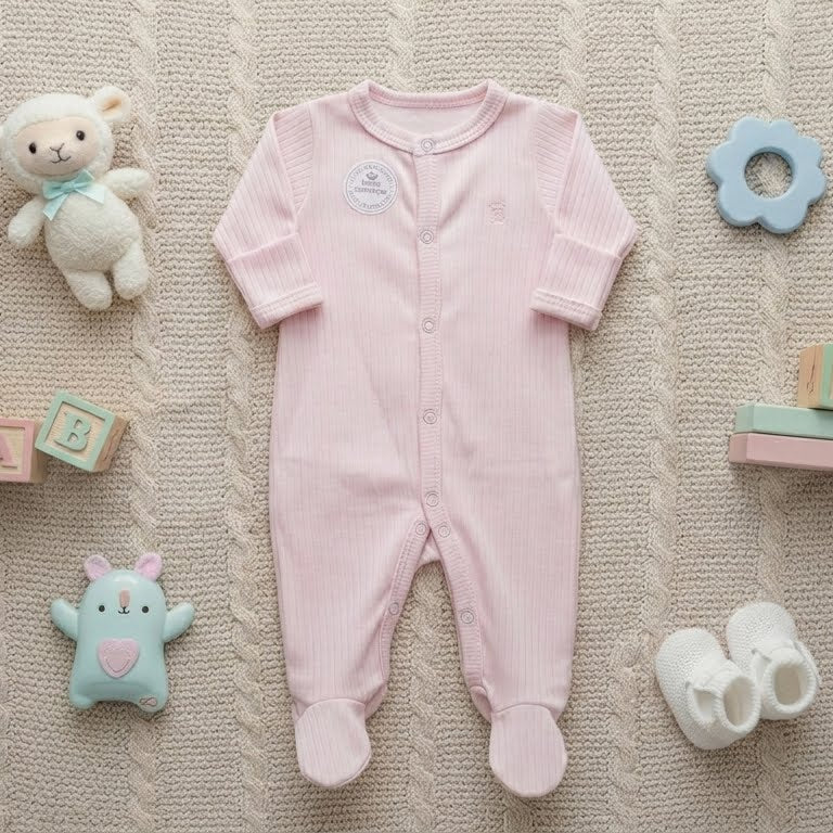 Macacão Prematuro com Pé Canelado Bordado – Conforto e Proteção para Bebês
