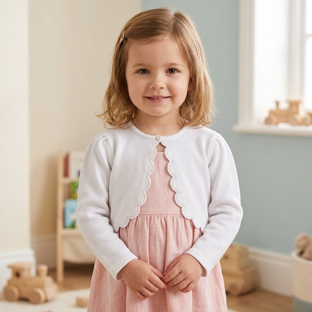 Bolero de Bebê Branco em Tricô Macio e Confortáve