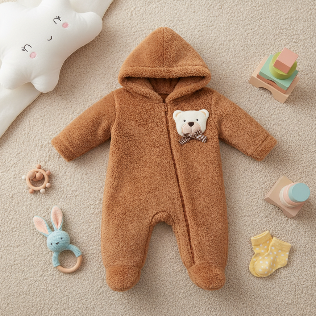 Macacão Fleece Pelúcia Bear – O Abraço Mais Quentinho do Bebê