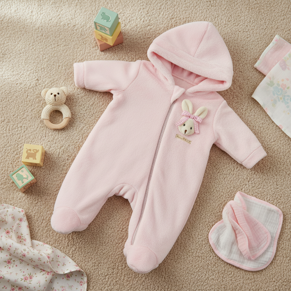 Macacão Fleece Pelúcia Coelha – Doçura, Conforto e Aconchego para o Bebê