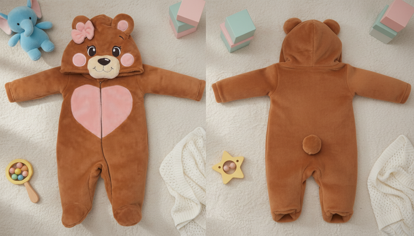 Macacão Divertido Fleece Pelúcia Ursa – Aconchego e Diversão no Outono/Inverno