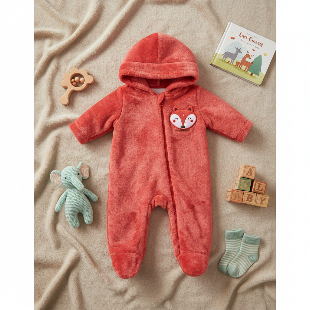 Macacão Fleece Pelúcia Raposa – Aconchego e Fofura para o Seu Bebê
