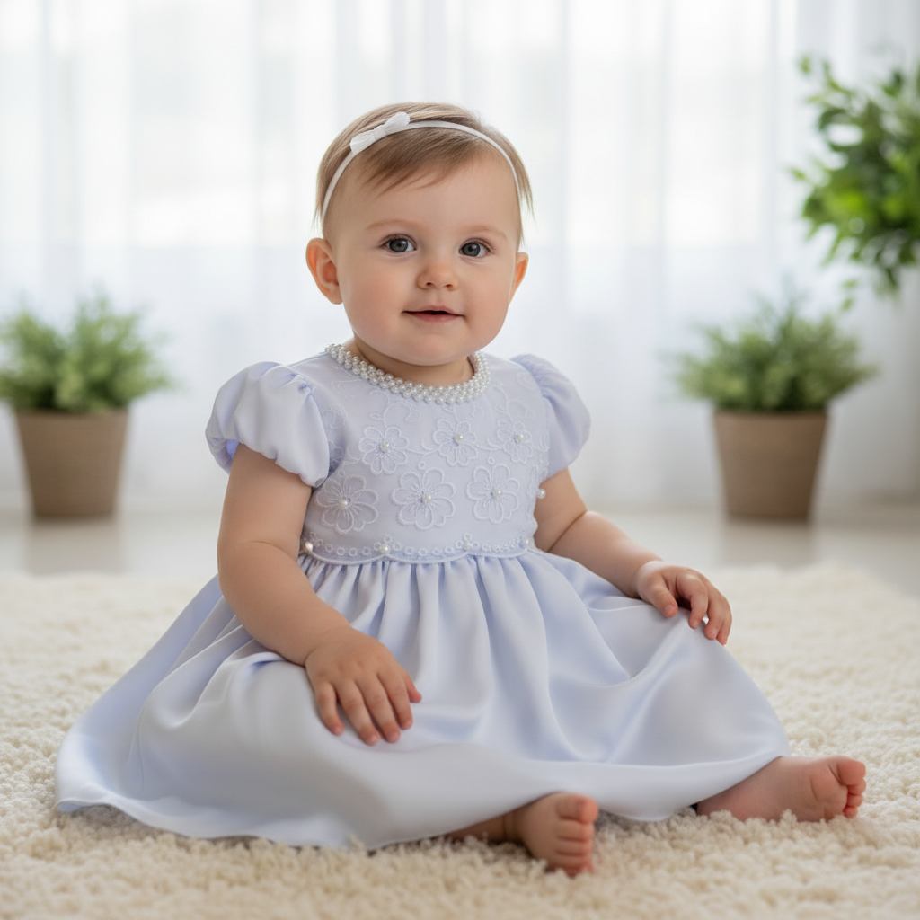 Vestido Feminino Bebê Renda E Cetim Rociclê