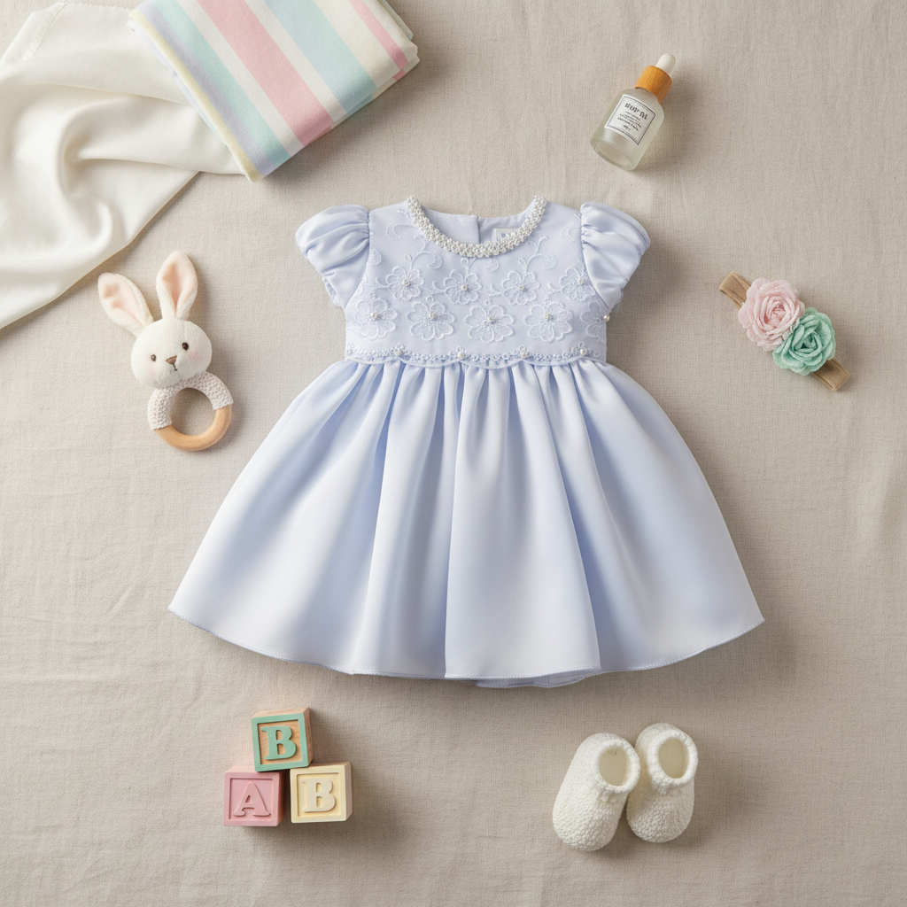 Vestido Feminino Bebê Flor e Saia de Tule Rociclê