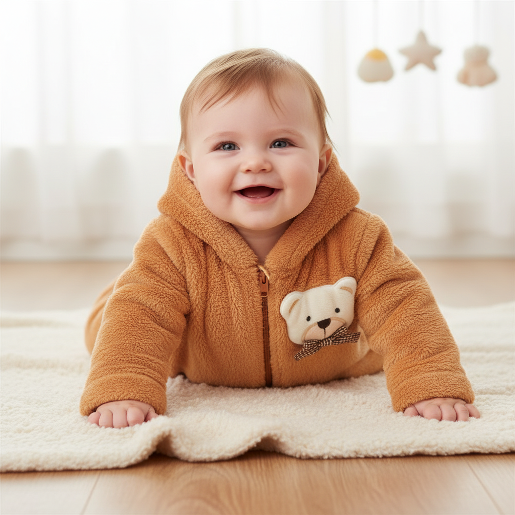 Macacão Fleece Pelúcia Bear – O Abraço Mais Quentinho do Bebê