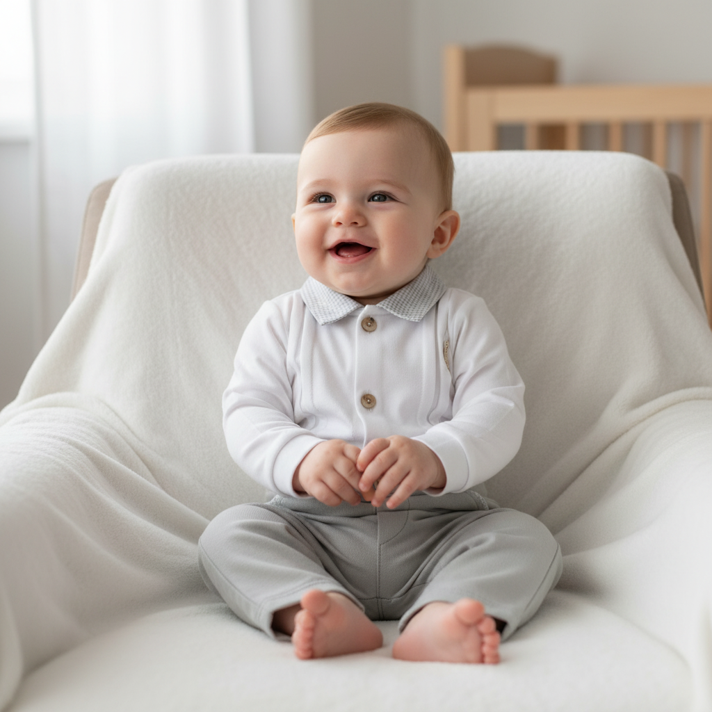 Conjunto Baby Longo Body com Gola Tricoline e Calça Ponto Roma Paraiso