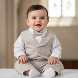 Conjunto Masculino Infantil Batizado Felipe Com Colete