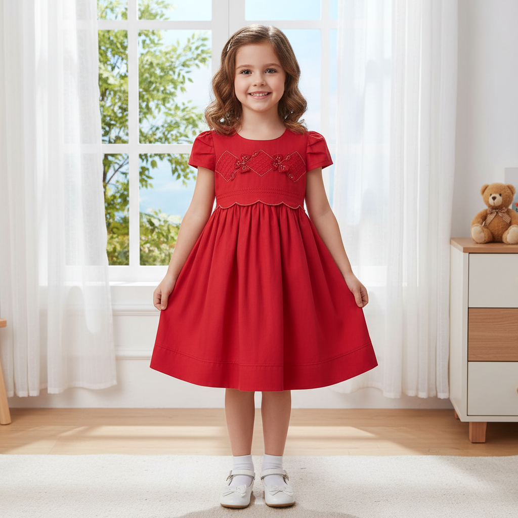 Vestido Feminino Bebê  Bordado Floral Encanto Paraiso