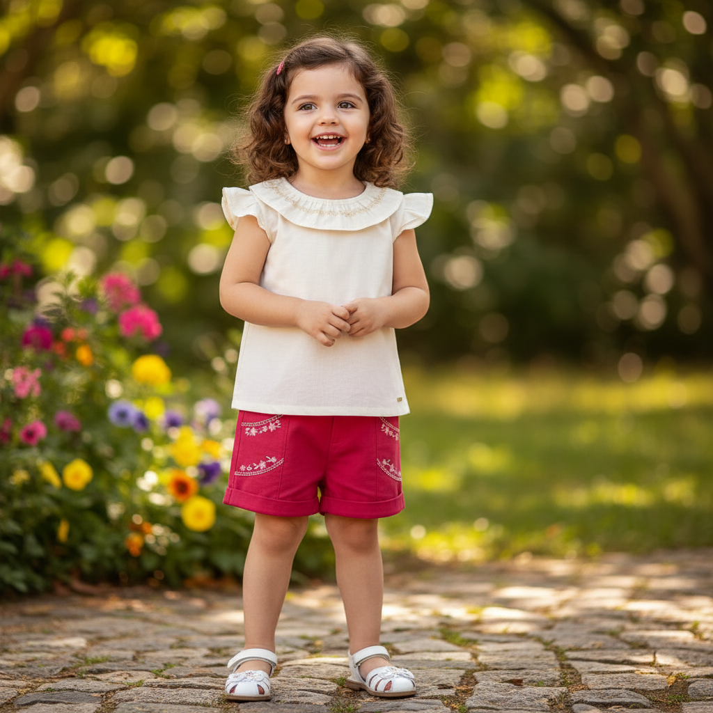 Conjunto Feminino Infantil Babado Com Short Paraiso