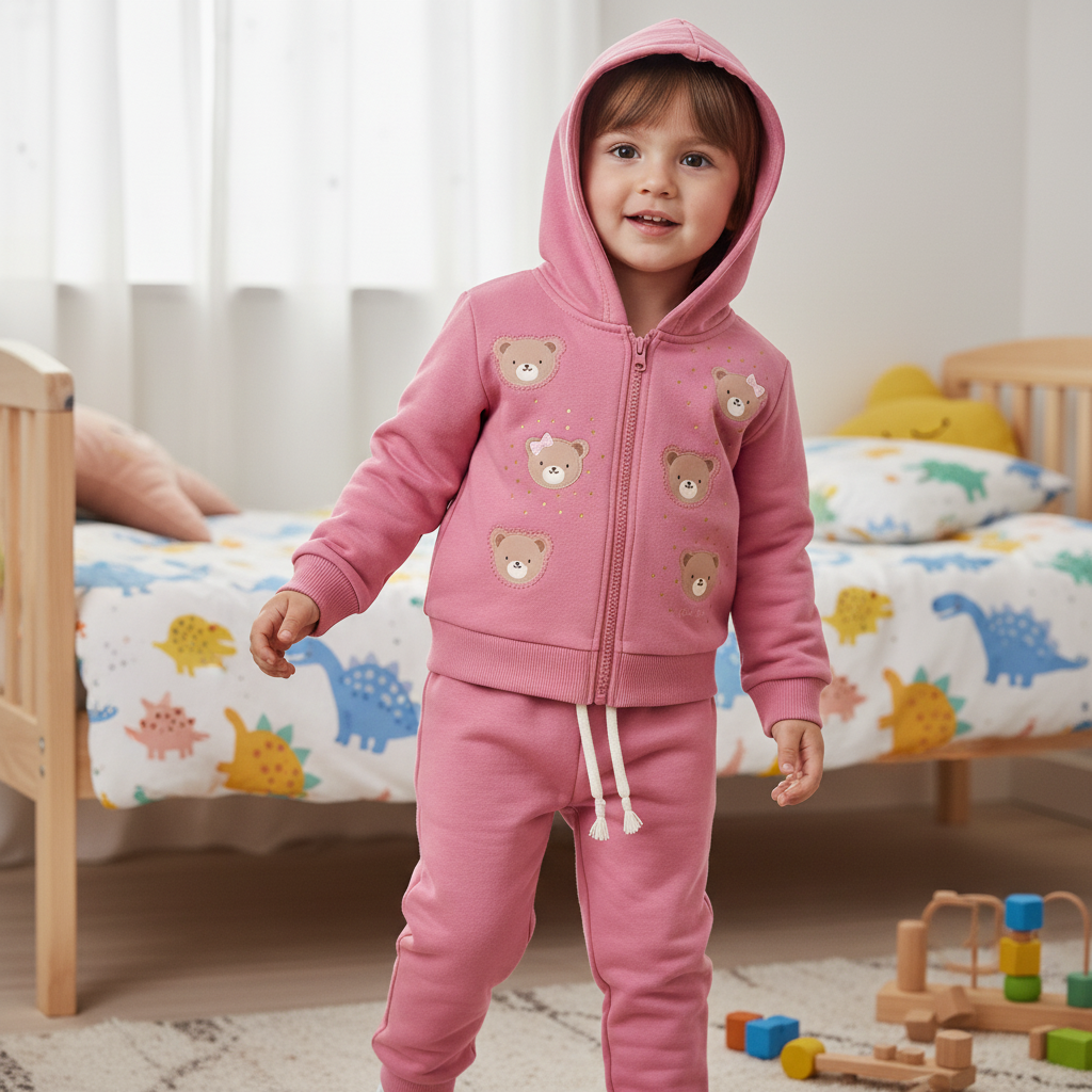 Conjunto Feminino infantil Com Jaqueta Urso Cale Bear