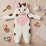 Macacão Divertido Fleece Pelúcia Vaca – Aconchego e Diversão no Outono/Inverno
