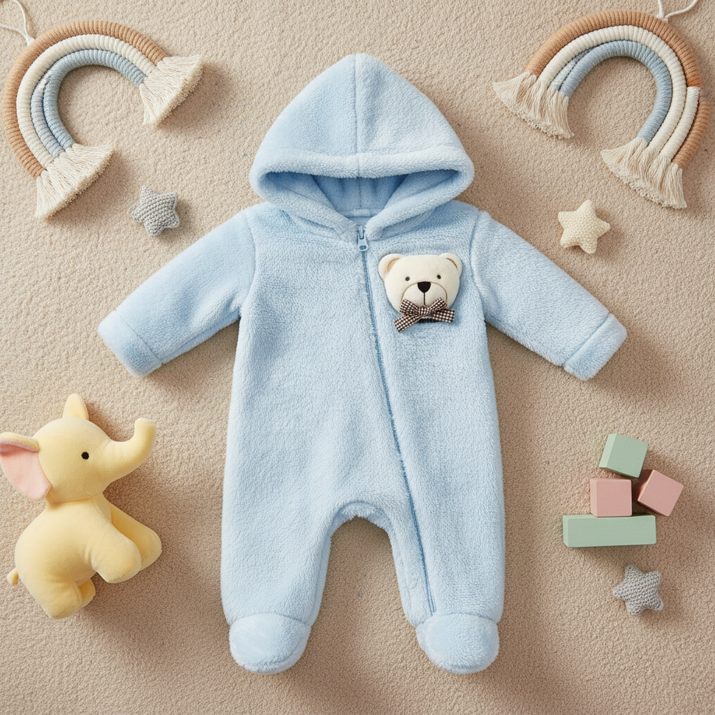Macacão Fleece Pelúcia Urso – O Abraço Mais Quentinho e Fofo do Bebê
