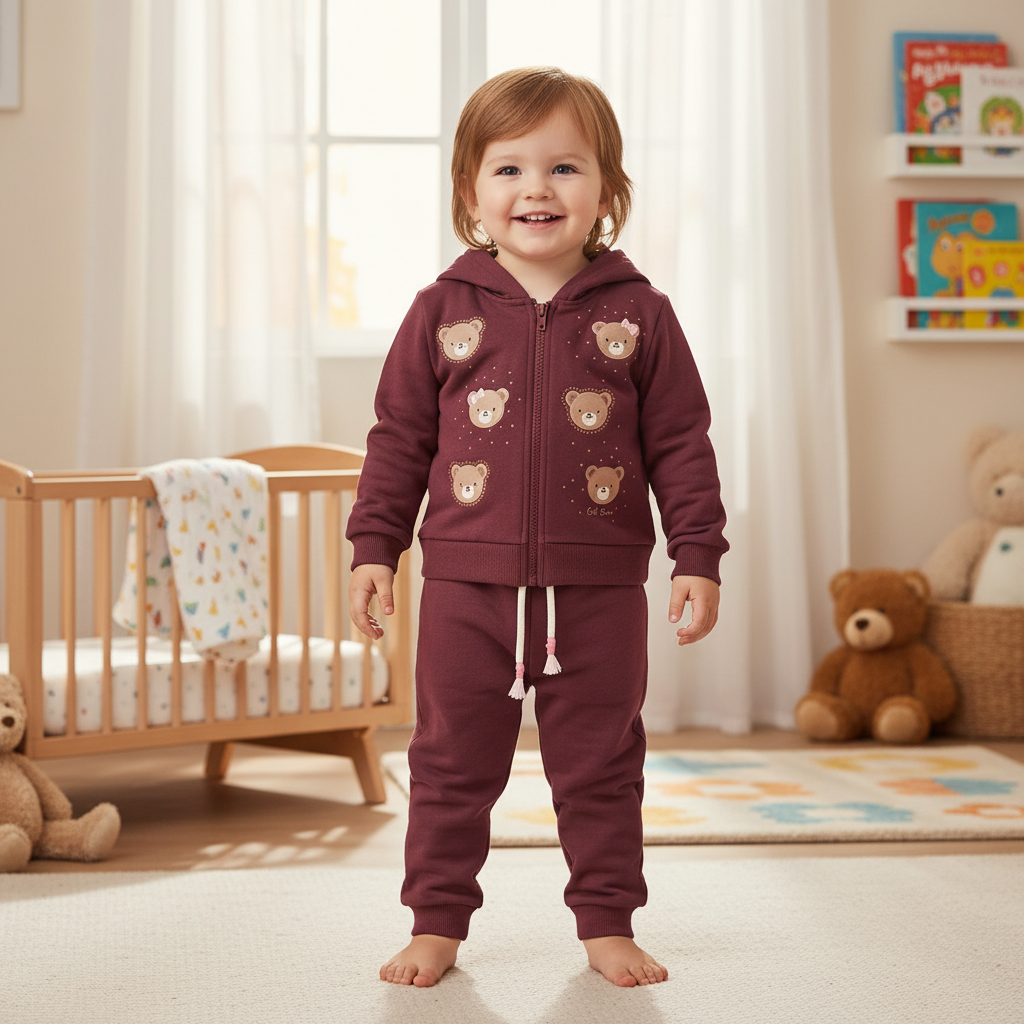 Conjunto Feminino infantil Com Jaqueta Urso Cale Bear
