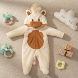 Macacão Divertido Fleece Pelúcia Girafa – Aconchego e Estilo no Outono/Inverno