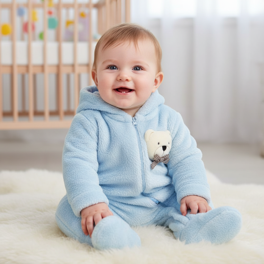 Macacão Fleece Pelúcia Urso – O Abraço Mais Quentinho e Fofo do Bebê