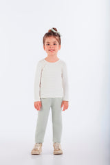 Blusa Feminina Infantil Manga Longa Canelada Perolas