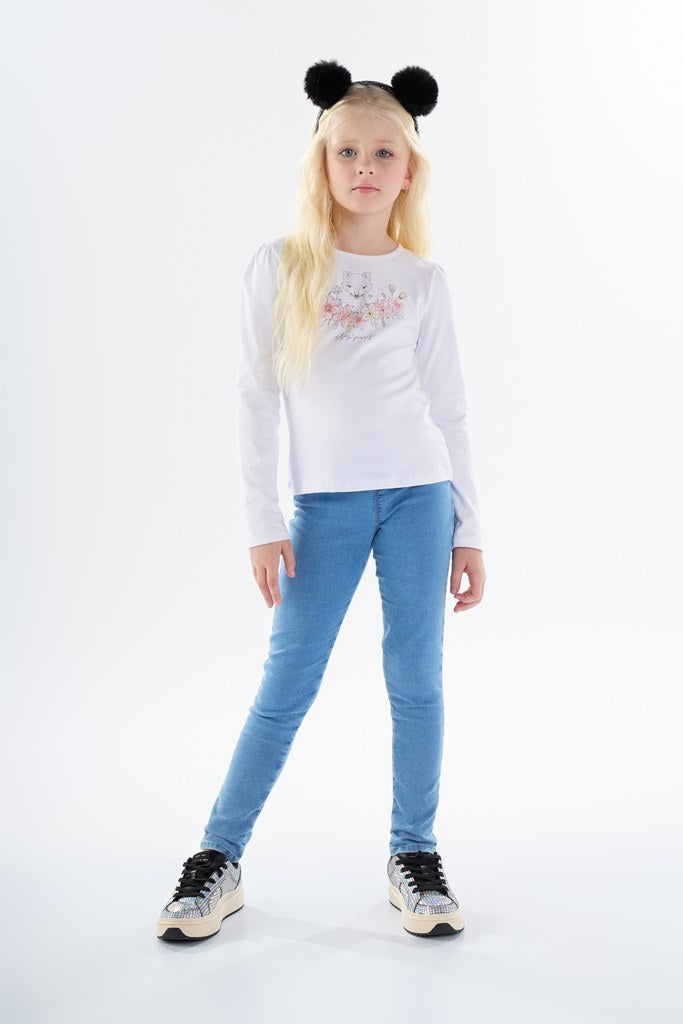 Blusa Feminina Infantil Meia Malha Flores