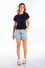 Blusa Feminina Juvenil Brilho Gotas