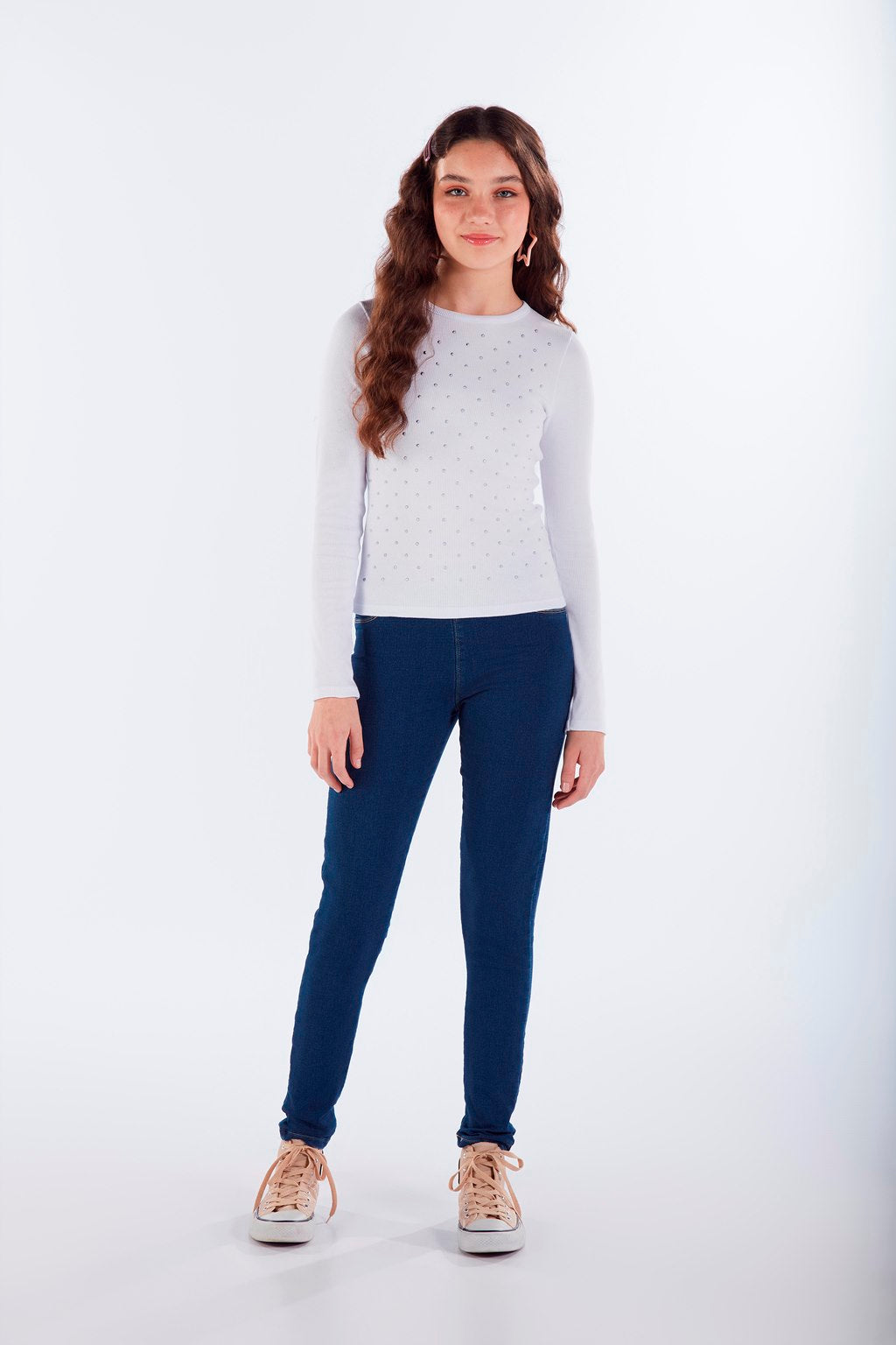 Blusa Feminina Juvenil Canelada Brilho