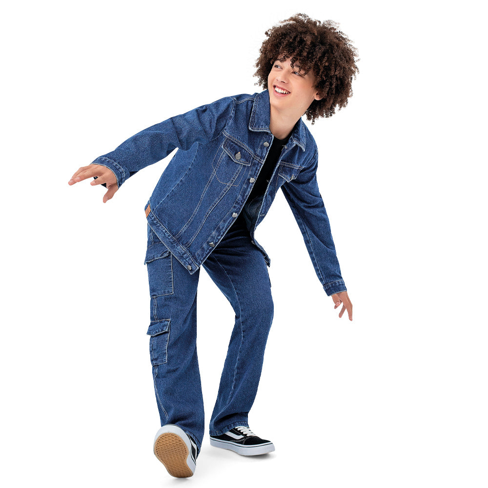 Calça Masculina Juvenil Cargo Jeans