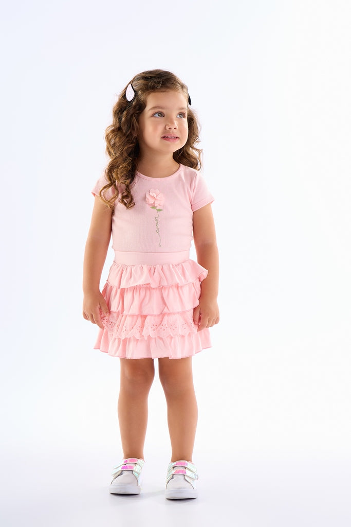 Conjunto Feminino Infantil Canelada Flor