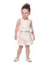Conjunto Feminino Infantil Cropped e Short Em Malha Honey Sublimada