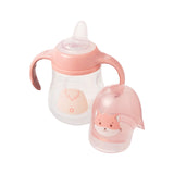 Copo de Treinamento Bichinho com Bico Flexível, Alça e Tampa 240ml Feminina Pimpolho Rosa/Raposa