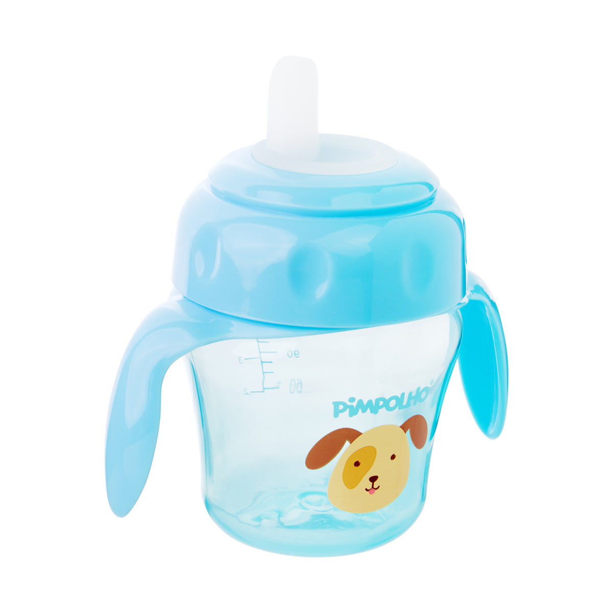 Copo de Treinamento com Alça e Bico Flexível 150ml Masculina Pimpolho Azul/Cachorro