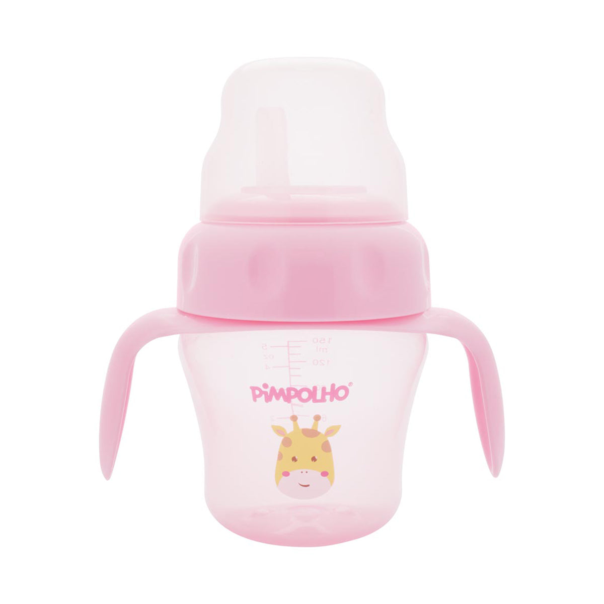 Copo de Treinamento com Alça e Bico Flexível 150ml Feminina Pimpolho Rosa/Girafa